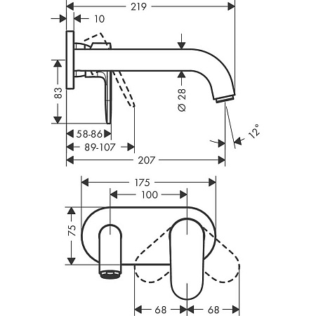 Смеситель Hansgrohe Vernis Shape 71578670 для раковины, черный матовый