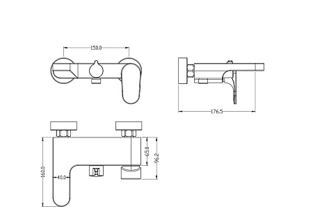 Смеситель Boheme Spectre 453-G для ванны, золото