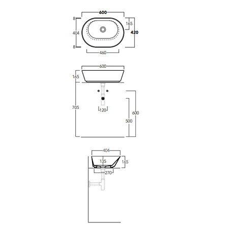 Раковина накладная Simas Wave WA02 bi*0 60x42 белый