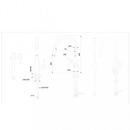 Смеситель Bravat Miranda F7164208BW-1B-ENG для кухонной мойки, черный