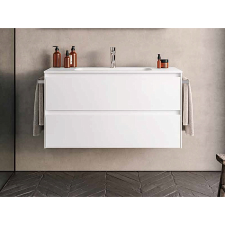 Тумба с раковиной Berloni Bagno Way Block WAKBS2CKDIC 101 100 ceramica lucido/белый глянцевый