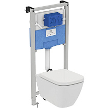 Комплект Ideal Standard I.Life A I001401 подвесной унитаз + инсталляция + крышка-сидение, евробелый
