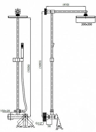 Душевая стойка Cezares Quattro CD-01-S