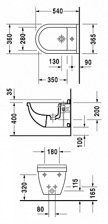 Биде подвесное Duravit Starck 3 228015