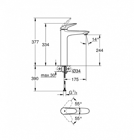Смеситель Grohe Eurostyle New 23719003 для раковины высокий 