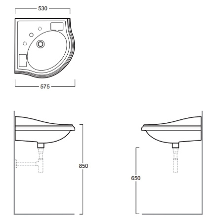 Раковина подвесная Simas Arcade AR 884 bia 1 hole 57,5x53x14 с 1 отверстием под смеситель, белый