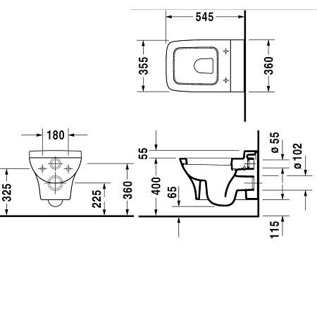 Чаша для унитаза подвесного Duravit Puravida 2219090000