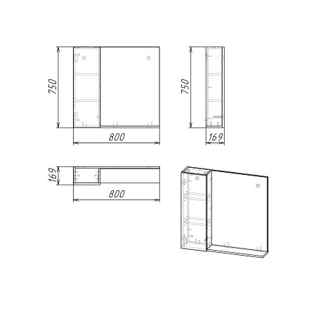 Шкаф-зеркало Grossman Альба 208005 80 велингтон/бриз