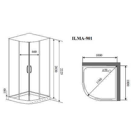 Душевая кабина Timo Premium ILMA901 100x100x222 прозрачное стекло/хром