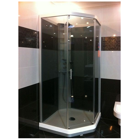 Передняя панель с дверью IDO Showerama 8-5 4985123015 100x100 тонированное стекло белый профиль
