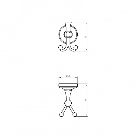 Крючок Migliore Fortuna 27710 двойной, бронза