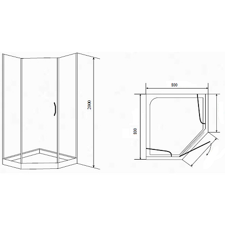 Душевой уголок Timo BY BY-839/80F 80x80x200 с поддоном, матовое/хром