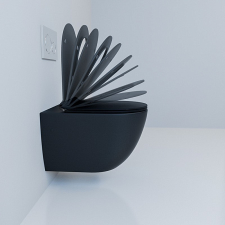 Унитаз подвесной Esbano Fortex безободковый, черный матовый