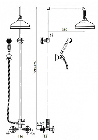 Душевая стойка Cezares Retro RETRO-CD-02