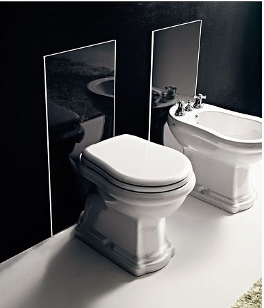 Крышка-сиденье Kerasan Retro 108601 c микролифтом белый/бронза