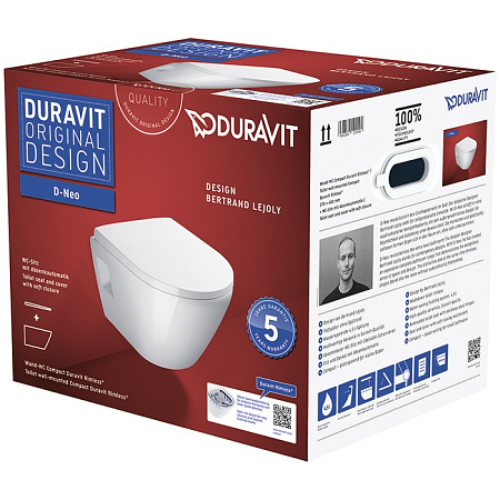 Унитаз подвесной Duravit D-Neo 45870900A1 с сиденьем микролифт, белый