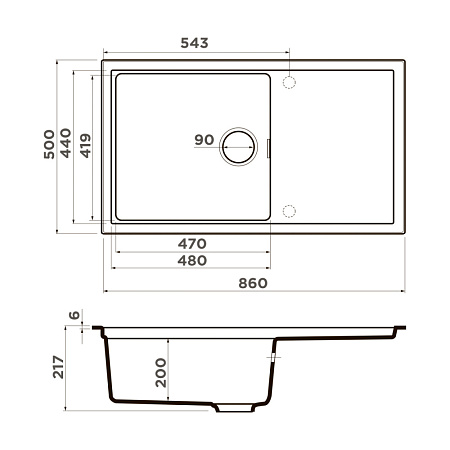 Кухонная мойка Omoikiri Sintesi 86-GR 86x50x21.7 leningrad grey