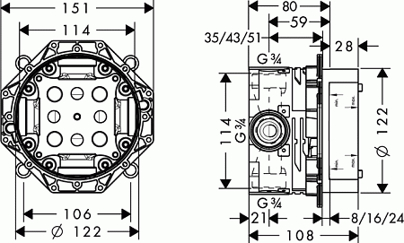 Монтажная коробка Hansgrohe Ibox universal 01800180