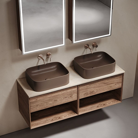 Мебель для ванной со столешницей Sancos Marmi 1.0 140 MR1.070ECH+TT140A2 дуб чарльстон/Kreman