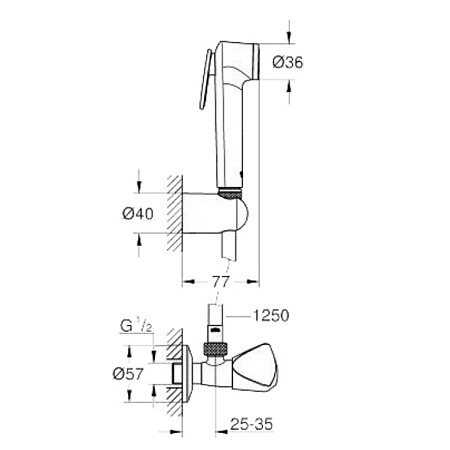 Гигиенический душ Grohe Tempesta-F 27514001 с запорным вентилем, хром