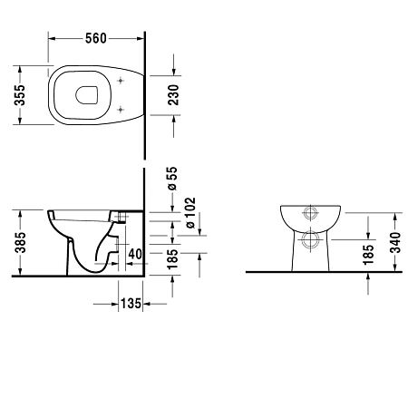 Чаша для унитаза приставного Duravit D-Code 21150900002