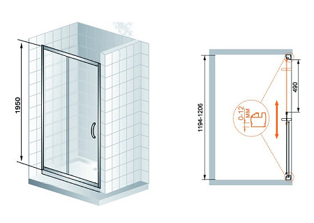 Душевая дверь в нишу Cezares Modena BF 1 120 P G L