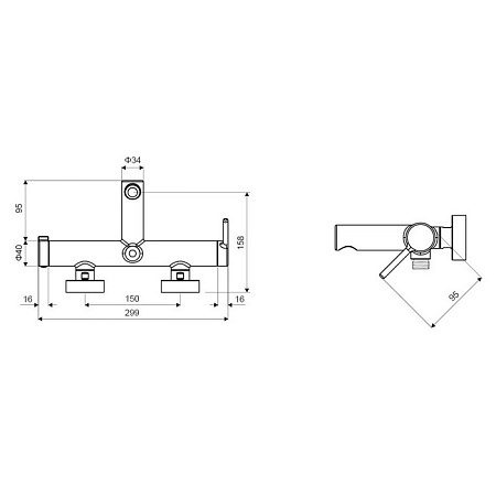 Смеситель для ванны Excellent Pi AREX.1205BL черный матовый