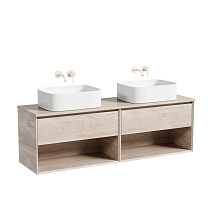 Тумба с раковиной и столешницей Sancos Marmi 1.0 160 MR1.080EG+TT160A2 дуб галифакс натурал/Kreman