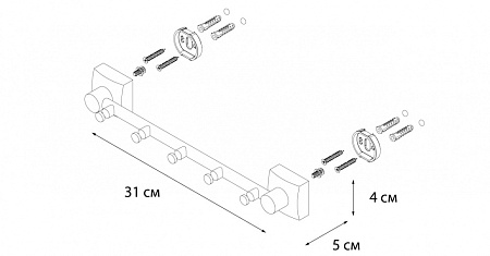 Вешалка Fixsen Kvadro FX-61305-5 хром