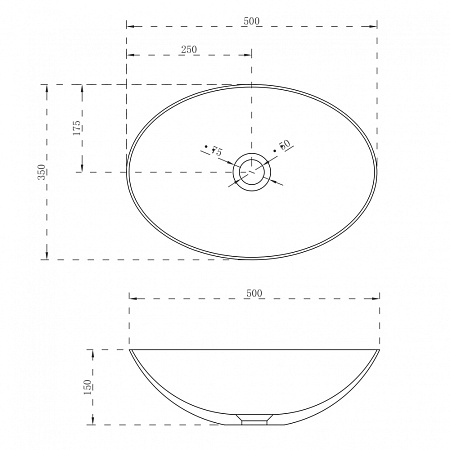 Раковина накладная ABBER Stein AS2609 белый матовый