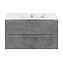 Тумба с раковиной Vincea Mia Slim VMC-2MC900S1BT 90 подвесная, 2 выкатных ящика, Beton