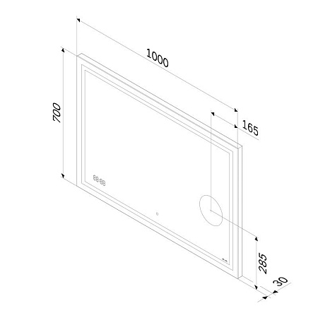 Зеркало Am.Pm Gem M91AMOX1003WG 100 с LED-подсветкой, часами и косметическим зеркалом