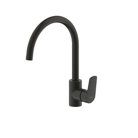Смеситель Bravat Rhein F7429564BW-ENG для кухонной мойки, черный матовый