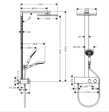 Душевая стойка Hansgrohe Raindance E300 27361000 хром