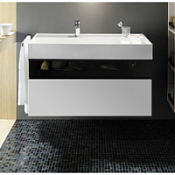 Тумба с раковиной Burgbad Yumo SFKL102 F3193 G0179 C0001*1 101 белый глянец/дымчатое стекло