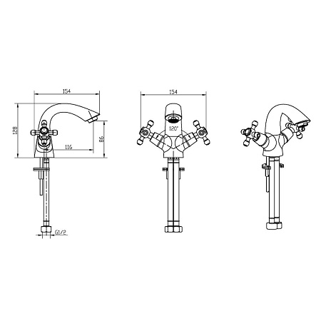 Смеситель Boheme Royal Cristal 311-Royal для раковины, бронза
