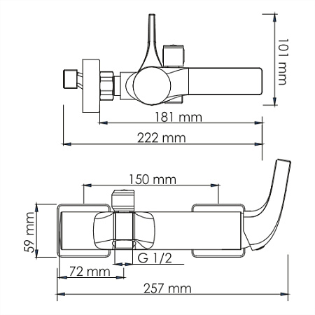 Смеситель WasserKRAFT Sauer 7101 для ванны с душем, глянцевое золото