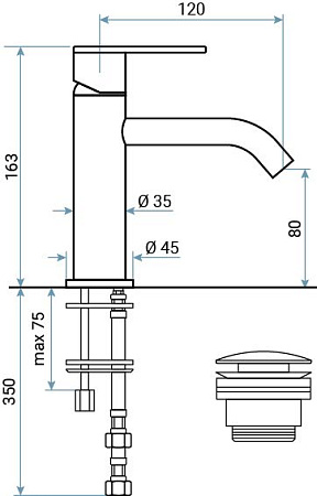 Смеситель Emmevi Filoinox 85003/IN для раковины, нержавеющая сталь