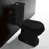 Унитаз-моноблок Kerasan Retro 101304nero горизонтальный выпуск, фурнитура бронза