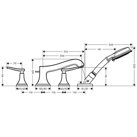 Смеситель Hansgrohe Metropol 31441000 для ванны
