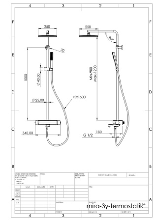 Душевая стойка Teska Mira DK3602C хром/черное стекло