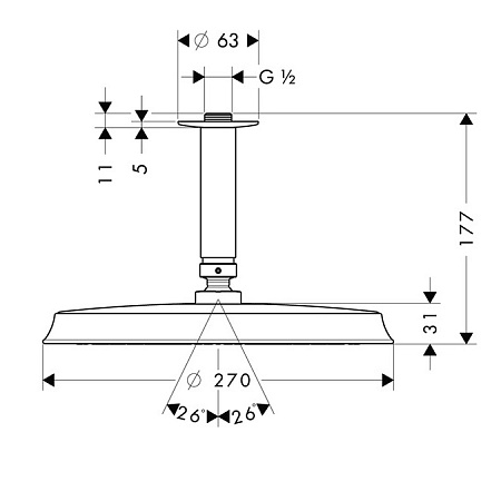 Верхний душ Hansgrohe Raindance Classic 27405090 золото, хром