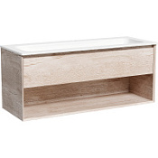 Тумба с раковиной Sancos Marmi 1.0 120 MR1.0120EG два смесителя, дуб галифакс натуральный/белый