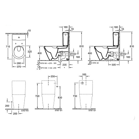 Чаша для унитаза-компакта Villeroy & Boch Architectura 5691R001 альпийский белый