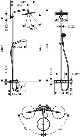 Душевая стойка Hansgrohe Croma Select S 26792000 хром