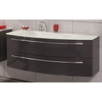 Тумба с раковиной Puris Crescendo 140 L черная структурная