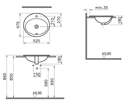 Раковина VitrA S20 5468B003-0001 55