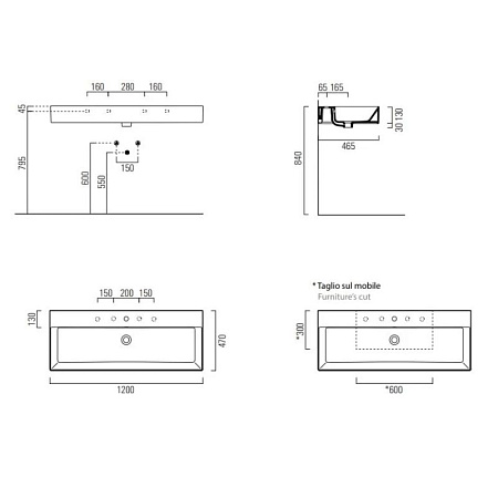 Раковина GSI Kube X 9425111 120 двойная, белый