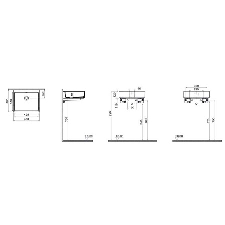 Раковина VitrA ArchiPlan 7403B003-0012 45 белый