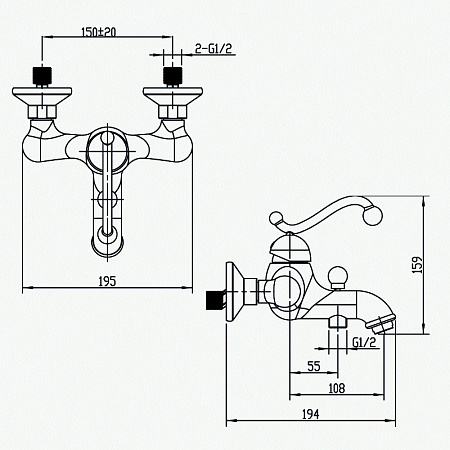 Смеситель Growelle Muskat MSG721 для ванны и душа